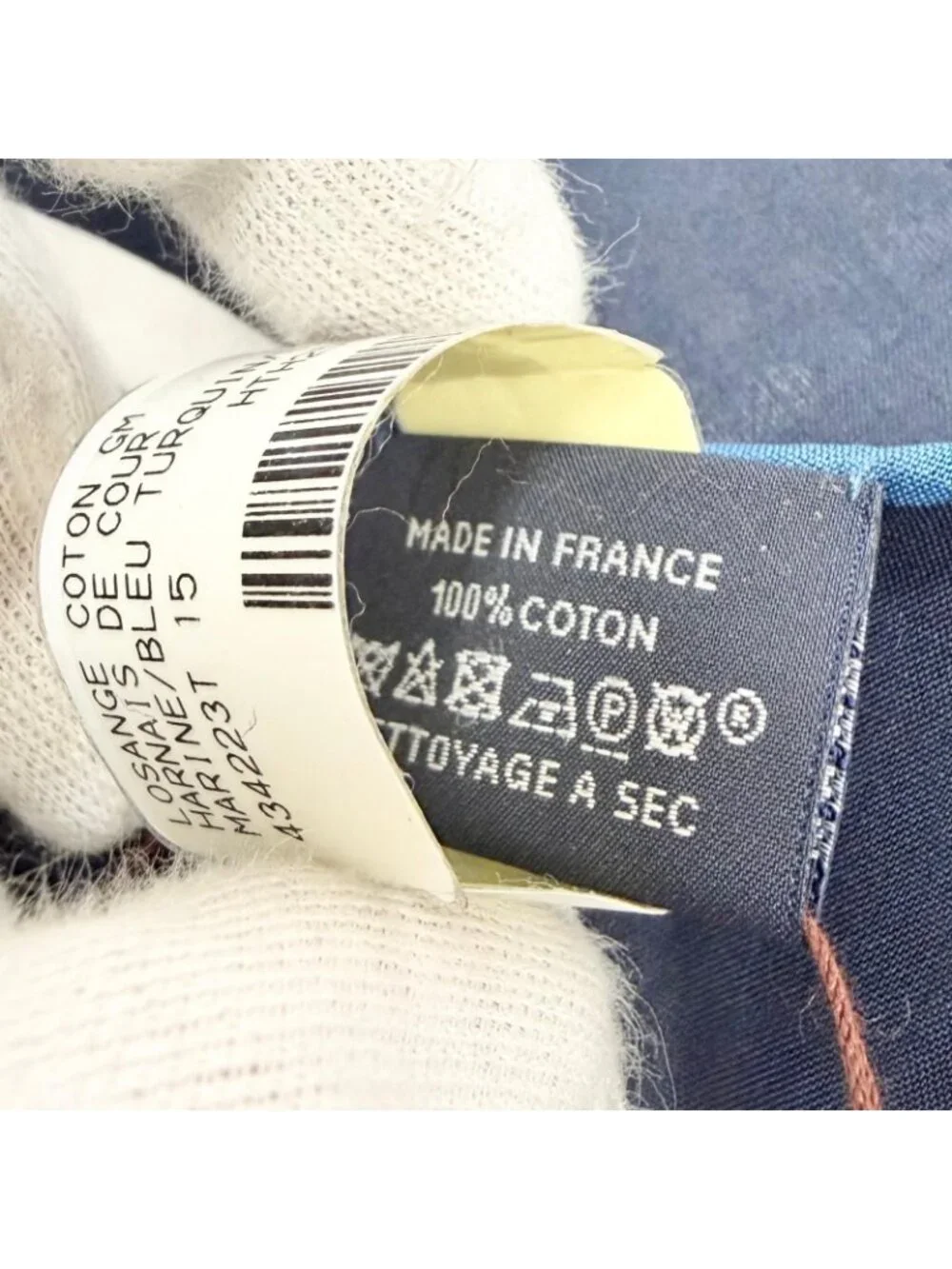 Hermes Rosange GM Royal Horse Tackle Cotton Marine Blue Turcan Diamond Scarf